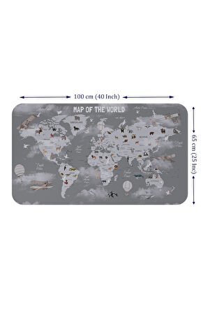 Eğitici Dünya Haritası Dünya Atlası Çocuk ve Bebek Odası Duvar Sticker -60x105-3811