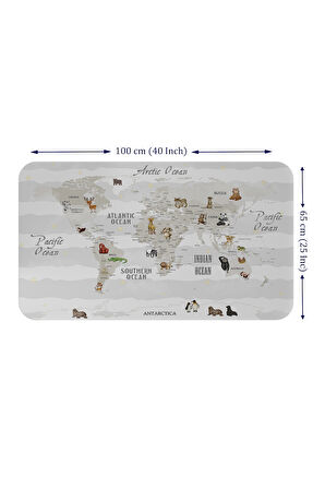 Eğitici Dünya Haritası Dünya Atlası Çocuk ve Bebek Odası Duvar Sticker -60x105-3812