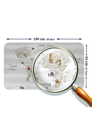 Eğitici Dünya Haritası Dünya Atlası Çocuk ve Bebek Odası Duvar Sticker -60x105-3812