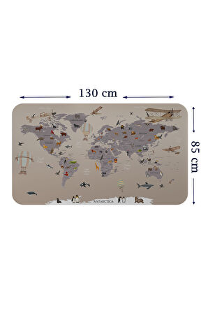Eğitici Dünya Haritası Dünya Atlası Çocuk ve Bebek Odası Duvar Sticker-85x130-3814