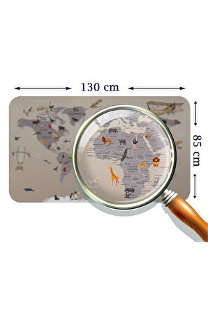 Eğitici Dünya Haritası Dünya Atlası Çocuk ve Bebek Odası Duvar Sticker-85x130-3814