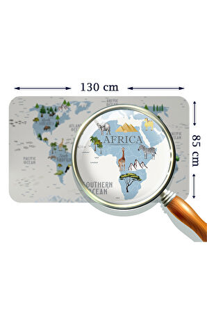 Eğitici Dünya Haritası Dünya Atlası Çocuk ve Bebek Odası Duvar Sticker-85x130-3815