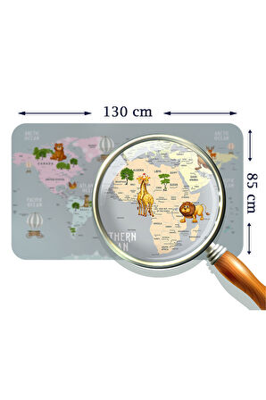 Eğitici Dünya Haritası Dünya Atlası Çocuk ve Bebek Odası Duvar Sticker-85x130-3816