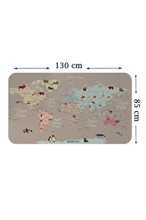 Eğitici Dünya Haritası Dünya Atlası Çocuk ve Bebek Odası Duvar Sticker-85x130-3817