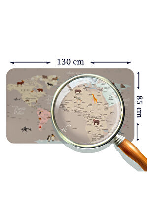 Eğitici Dünya Haritası Dünya Atlası Çocuk ve Bebek Odası Duvar Sticker-85x130-3817