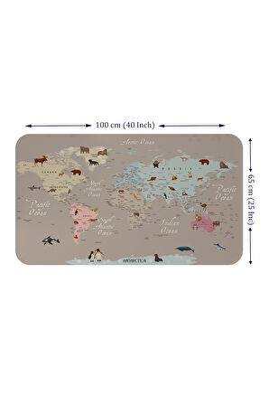 Eğitici Dünya Haritası Dünya Atlası Çocuk ve Bebek Odası Duvar Sticker -60x105-3817