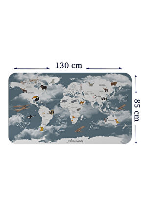 Eğitici Dünya Haritası Dünya Atlası Çocuk ve Bebek Odası Duvar Sticker-85x130-3818