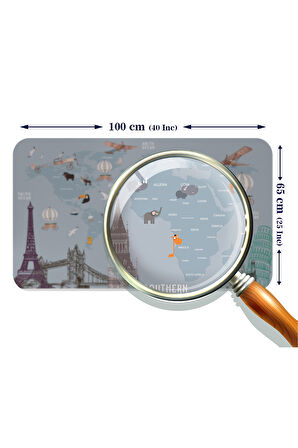 Eğitici Dünya Haritası Dünya Atlası Çocuk ve Bebek Odası Duvar Sticker -60x105-3820