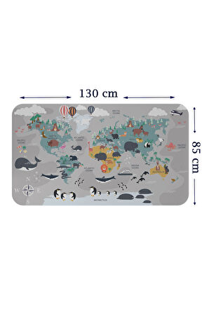 Eğitici Dünya Haritası Dünya Atlası Çocuk ve Bebek Odası Duvar Sticker-85x130-3821