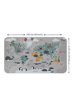 Eğitici Dünya Haritası Dünya Atlası Çocuk ve Bebek Odası Duvar Sticker -60x105-3821