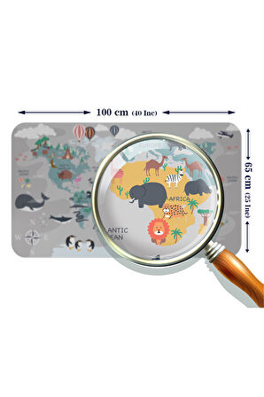 Eğitici Dünya Haritası Dünya Atlası Çocuk ve Bebek Odası Duvar Sticker -60x105-3821