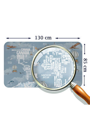 Ülke Adlı Eğitici Dünya Haritası Dünya Atlası Çocuk ve Bebek Odası Duvar Sticker-85x130-3822