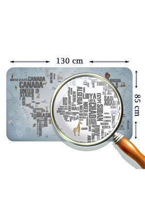 Ülke Adlı Eğitici Dünya Haritası Dünya Atlası Çocuk ve Bebek Odası Duvar Sticker-85x130-3823