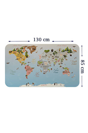 Eğitici Dünya Haritası Dünya Atlası Çocuk ve Bebek Odası Duvar Sticker-85x130-3824