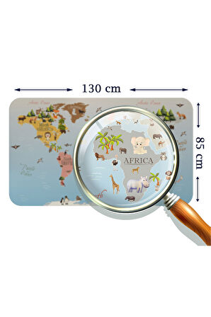 Eğitici Dünya Haritası Dünya Atlası Çocuk ve Bebek Odası Duvar Sticker-85x130-3824