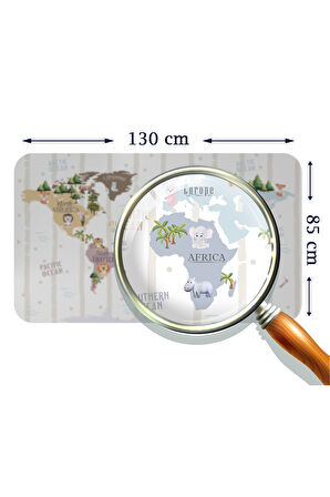 Eğitici Dünya Haritası Dünya Atlası Çocuk ve Bebek Odası Duvar Sticker-85x130-3825
