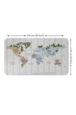 Eğitici Dünya Haritası Dünya Atlası Çocuk ve Bebek Odası Duvar Sticker -60x105-3825