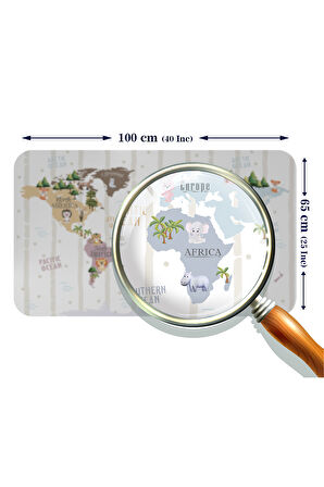 Eğitici Dünya Haritası Dünya Atlası Çocuk ve Bebek Odası Duvar Sticker -60x105-3825