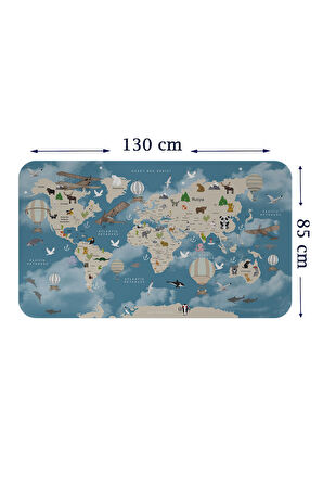Eğitici Dünya Haritası Dünya Atlası Çocuk ve Bebek Odası Duvar Sticker-85x130-3827