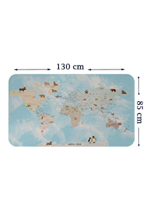 Eğitici Dünya Haritası Dünya Atlası Çocuk ve Bebek Odası Duvar Sticker-85x130-3828