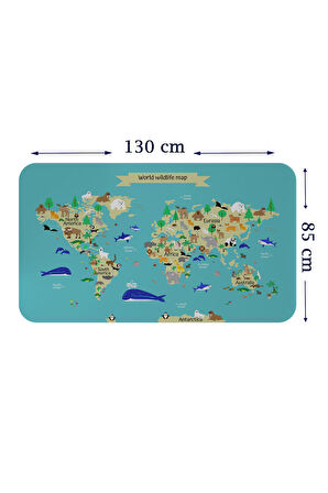 Eğitici Dünya Haritası Dünya Atlası Çocuk ve Bebek Odası Duvar Sticker-85x130-3829