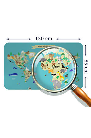 Eğitici Dünya Haritası Dünya Atlası Çocuk ve Bebek Odası Duvar Sticker-85x130-3829