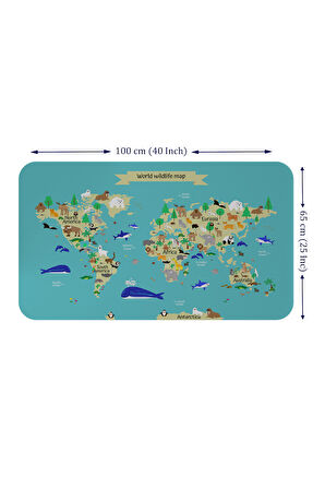 Eğitici Dünya Haritası Dünya Atlası Çocuk ve Bebek Odası Duvar Sticker -60x105-3829