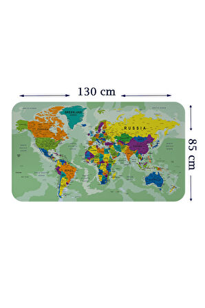 Eğitici Ülke ve Başkent Okyanus Detaylı Atlası Dünya Haritası Duvar Sticker-85x130-3835