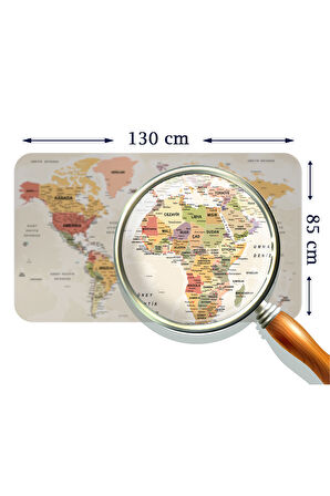 Türkçe Eğitici Ülke ve Başkent Okyanus Detaylı Atlası Dünya Haritası Duvar Sticker-85x130-3837