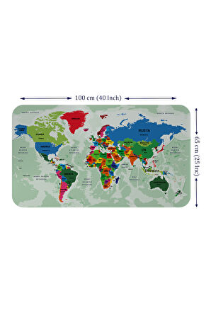 Türkçe Eğitici Ülke ve Başkent Okyanus Detaylı Atlası  Dünya Haritası Duvar Sticker -60x105-3840