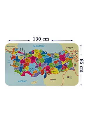 Eğitici ve Öğretici Detaylı Komşulu Türkiye Haritası Duvar Sticker-85x130-3845 | Dekoratif Sticker Duvar Süsü