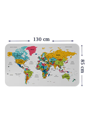 Türkçe Eğitici Ülke ve Başkent Detaylı Atlası Dünya Haritası Duvar Sticker-85x130-3851