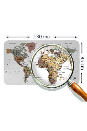 Türkçe Eğitici Ülke ve Başkent Detaylı Atlası Dünya Haritası Duvar Sticker-85x130-3852
