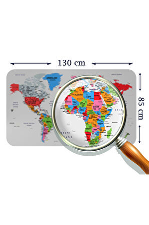 Eğitici Ülke ve Başkent Detaylı Atlası Dünya Haritası Duvar Sticker-85x130-3853