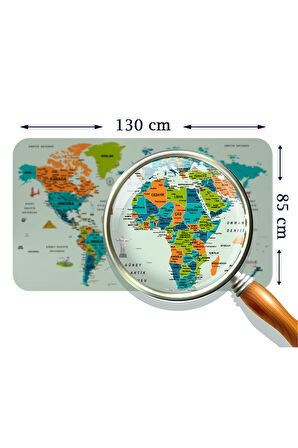 Türkçe Eğitici Ülke ve Başkent Detaylı Atlası Dünya Haritası Duvar Sticker-85x130-3855