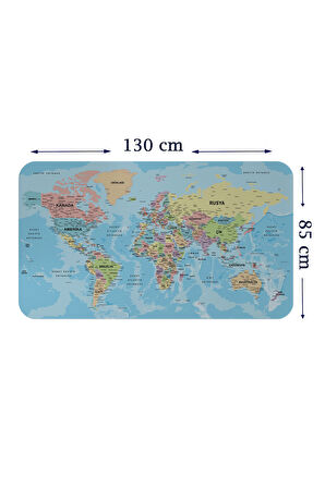 Türkçe Eğitici Ülke ve Başkent Okyanus Detaylı Atlası Dünya Haritası Duvar Sticker -85x130-3869