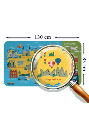 Eğitici ve Öğretici Cocuk Odası Türkiye Haritası Duvar Sticker-85x130-3871 | Dekoratif Sticker Duvar Süsü Oxy