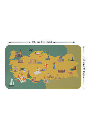 Eğitici ve Öğretici Cocuk Odası Türkiye Haritası Duvar Sticker-60x105-3873 | Dekoratif Sticker Duvar Süsü Oxy