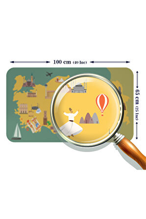 Eğitici ve Öğretici Cocuk Odası Türkiye Haritası Duvar Sticker-60x105-3873 | Dekoratif Sticker Duvar Süsü Oxy