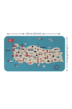 Eğitici ve Öğretici Cocuk Odası Türkiye Haritası Duvar Sticker-60x105-3874 | Dekoratif Sticker Duvar Süsü Oxy