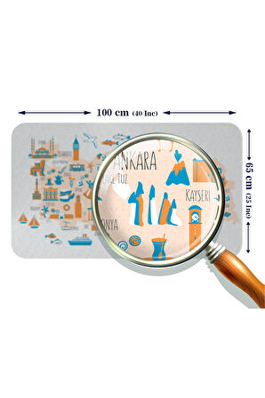 Eğitici ve Öğretici Cocuk Odası Türkiye Haritası Duvar Sticker-60x105-3875 | Dekoratif Sticker Duvar Süsü Oxy