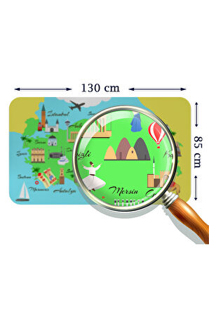 Eğitici ve Öğretici Cocuk Odası Türkiye Haritası Duvar Sticker-85x130-3876 | Dekoratif Sticker Duvar Süsü Oxy
