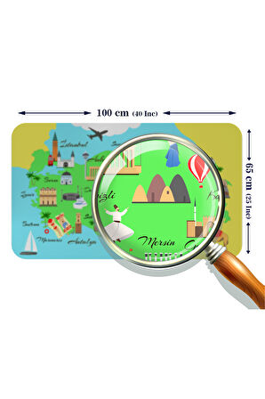 Eğitici ve Öğretici Cocuk Odası Türkiye Haritası Duvar Sticker-60x105-3876 | Dekoratif Sticker Duvar Süsü Oxy