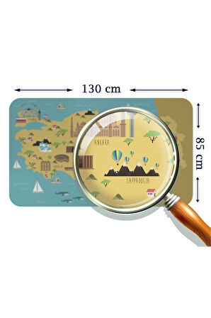 Eğitici ve Öğretici Cocuk Odası Türkiye Haritası Duvar Sticker-85x130-3877 | Dekoratif Sticker Duvar Süsü Oxy