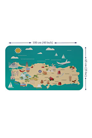 Eğitici ve Öğretici Cocuk Odası Türkiye Haritası Duvar Sticker-60x105-3878 | Dekoratif Sticker Duvar Süsü Oxy