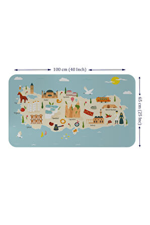 Eğitici ve Öğretici Cocuk Odası Türkiye Haritası Duvar Sticker-60x105-3879 | Dekoratif Sticker Duvar Süsü Oxy