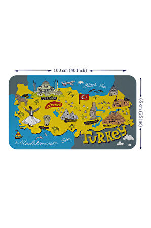 Eğitici ve Öğretici Cocuk Odası Türkiye Haritası Duvar Sticker-60x105-3881 | Dekoratif Sticker Duvar Süsü Oxy