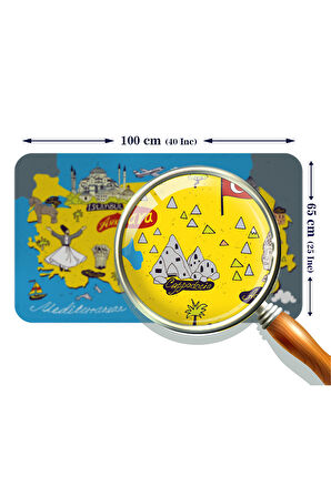 Eğitici ve Öğretici Cocuk Odası Türkiye Haritası Duvar Sticker-60x105-3881 | Dekoratif Sticker Duvar Süsü Oxy