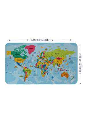 Eğitici ve Öğretici Dünya ve Türkiye Haritası Çocuk Odası Duvar Sticker-60x105-3882