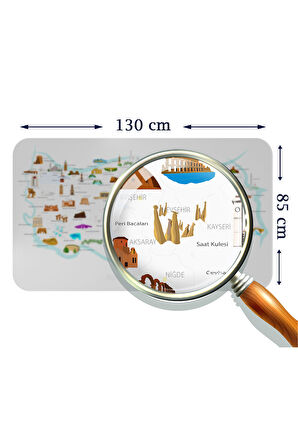 Eğitici - Öğretici Dünya ve Türkiye Haritası Çocuk Odası Duvar Sticker-85x130-3884